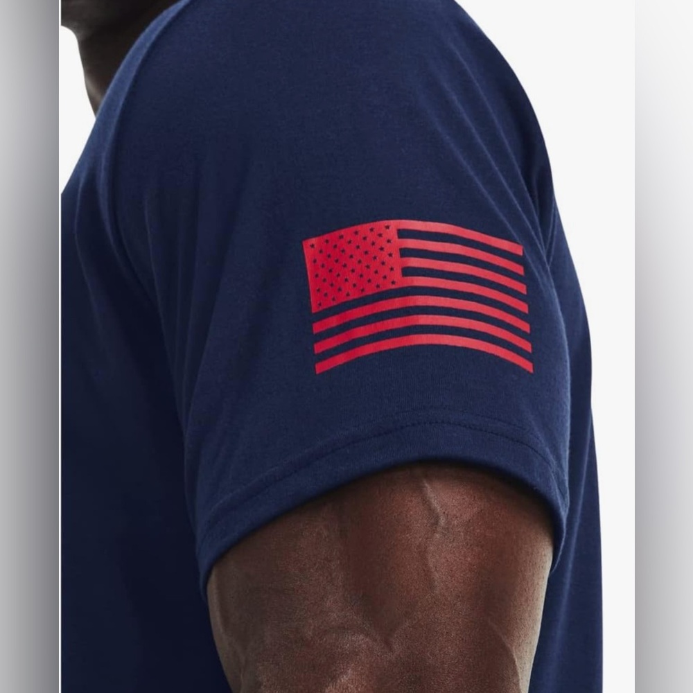 Under Armour Men's New Freedom Flag Short Sleeve T-Shirt Flag on back ! 2XL. NWT - Picture 3 of 12